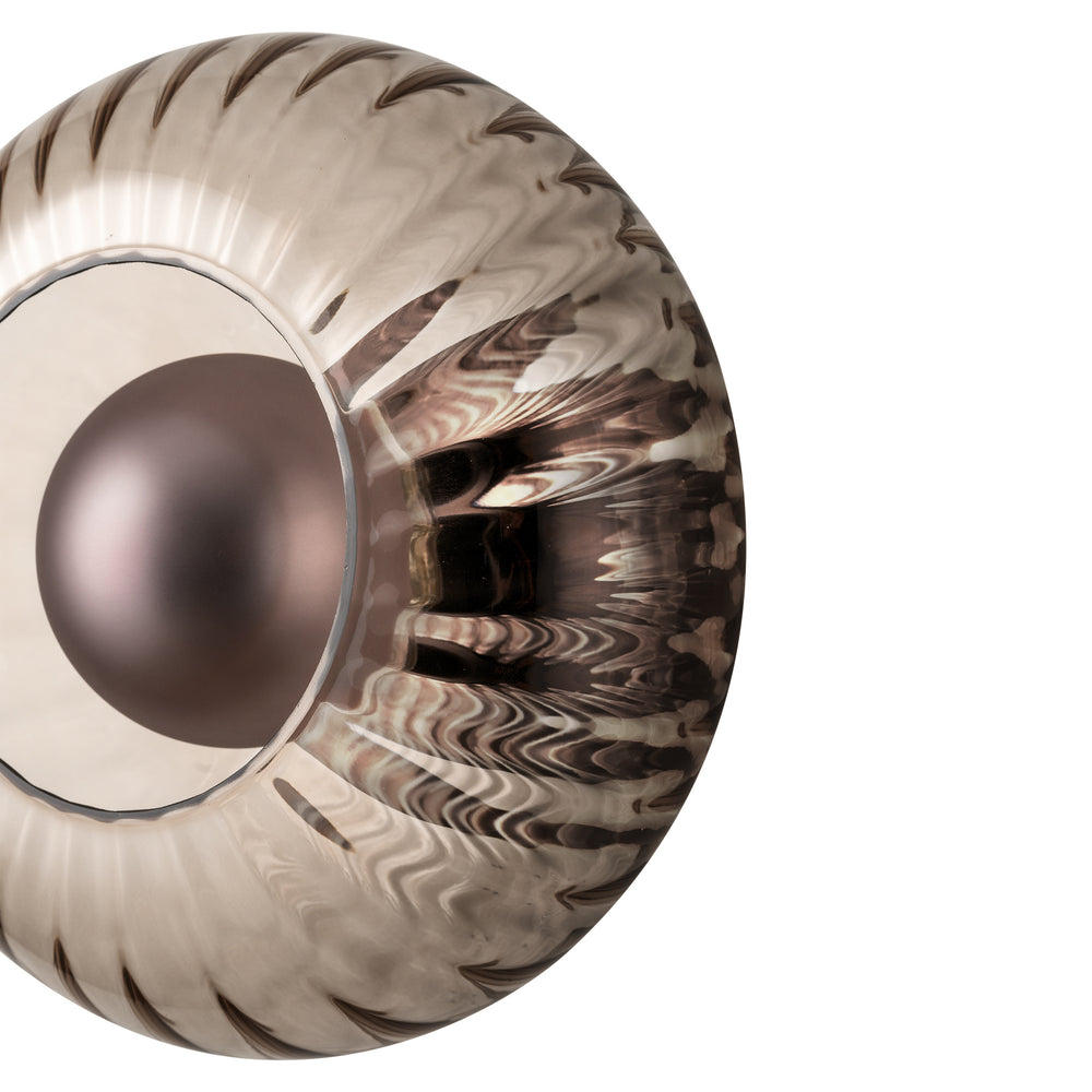 Industville - Chelsea Glass Round Diffuser Wall Light - Mocha - Ribbed Glass Shade - Bronze Holder
