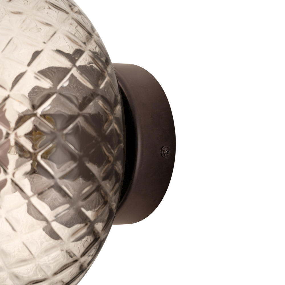 Industville - Chelsea Glass Round Diffuser Wall Light - Mocha - Diamond Glass Shade - Bronze Holder
