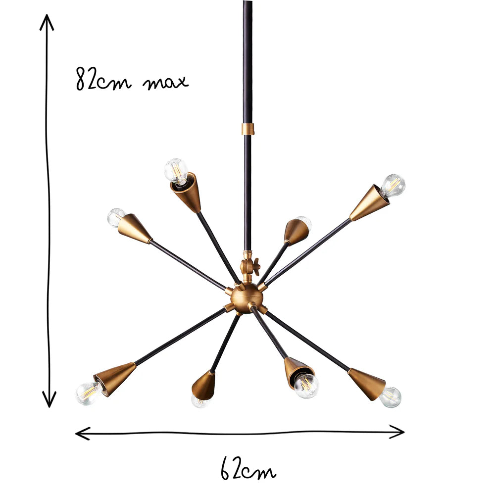 Pooky Ariel Smaller Chandelier in Black and Brass