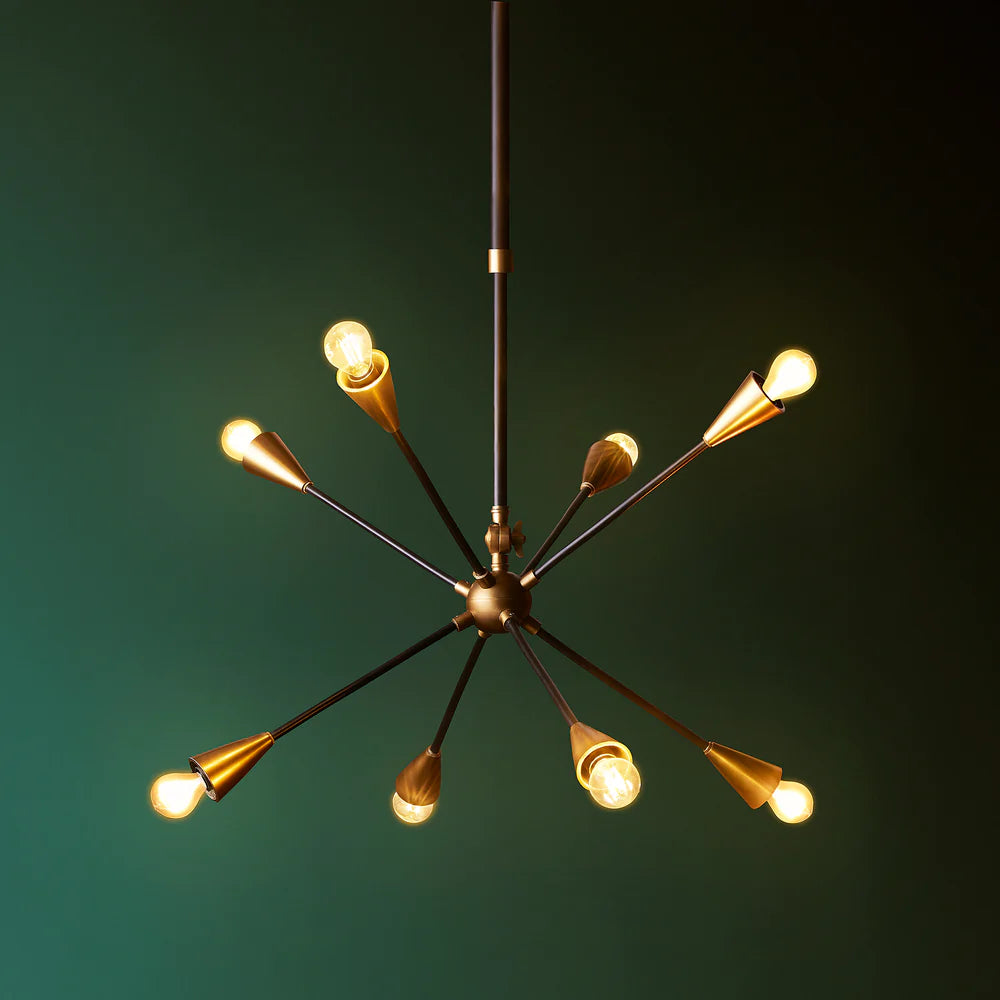 Pooky Ariel Smaller Chandelier in Black and Brass