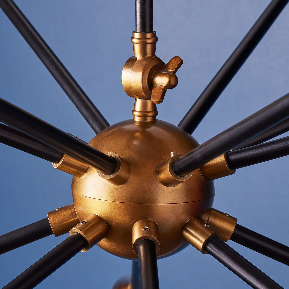 Pooky Ariel Larger Chandelier in Black and Brass