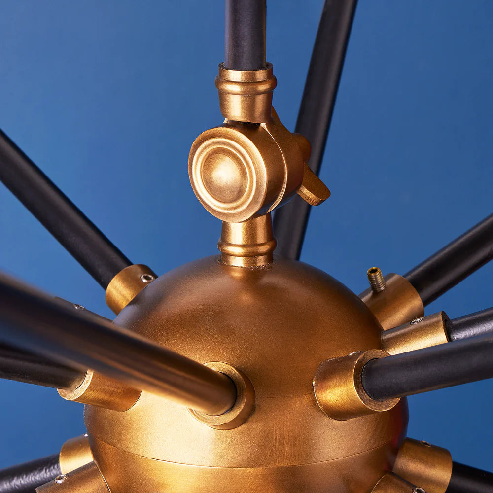 Pooky Ariel Larger Chandelier in Black and Brass