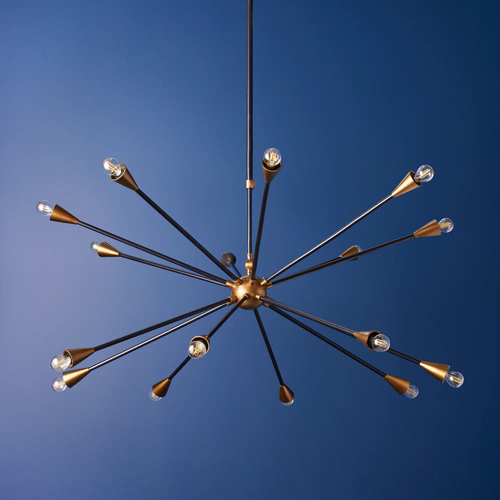 Pooky Ariel Larger Chandelier in Black and Brass
