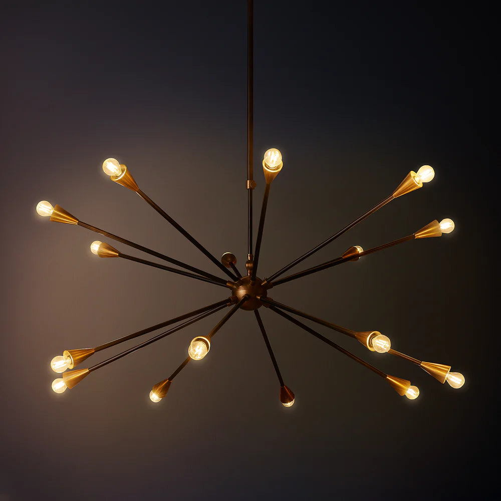 Pooky Ariel Larger Chandelier in Black and Brass