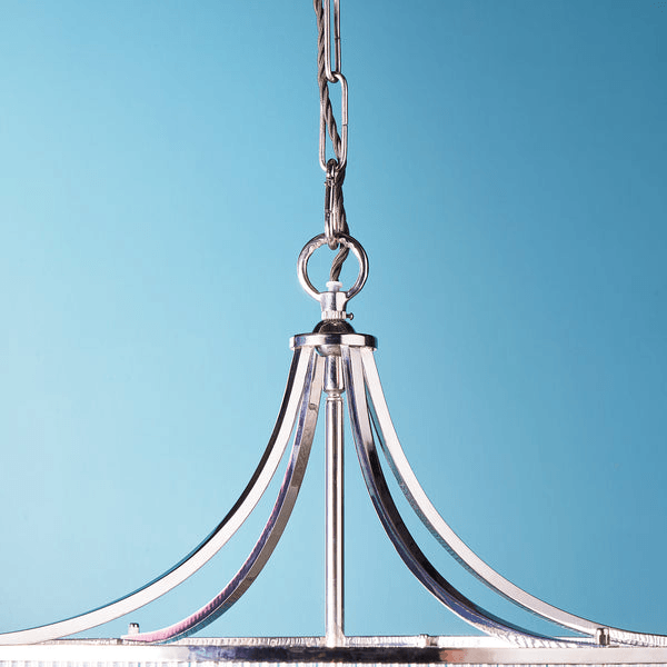 Pooky - Artemis Chandelier - Nickel With Glass Rods And Frosted Glass Baffle
