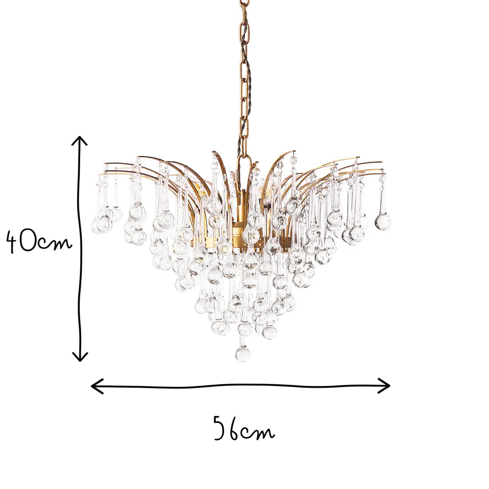 Pooky Smaller Capulet Chandelier in Glass and Brass