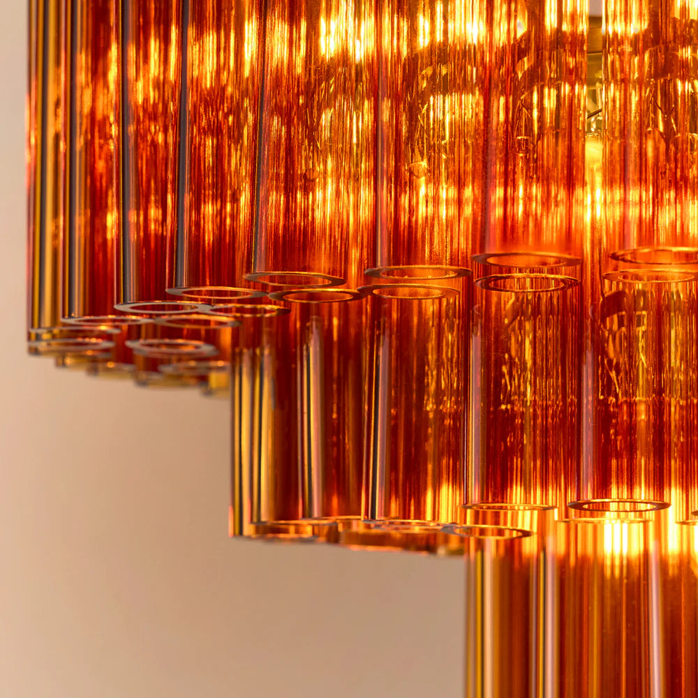 Pooky Chiara Chandelier in Amber Glass