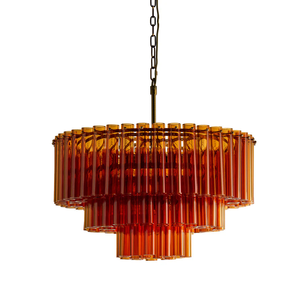 Pooky Chiara Chandelier in Amber Glass