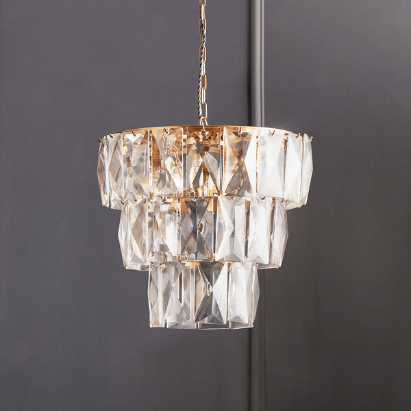 Pooky - Three Tiered Conchita Chandelier - Prismatic Glass And Brass