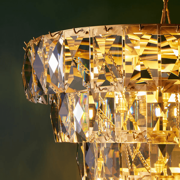 Pooky - Four Tiered Conchita Chandelier - Prismatic Glass And Brass