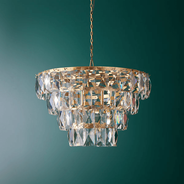 Pooky - Four Tiered Conchita Chandelier - Prismatic Glass And Brass