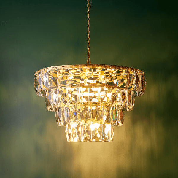 Pooky - Four Tiered Conchita Chandelier - Prismatic Glass And Brass