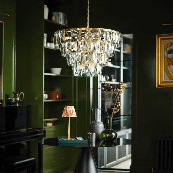 Pooky - Four Tiered Conchita Chandelier - Prismatic Glass And Brass