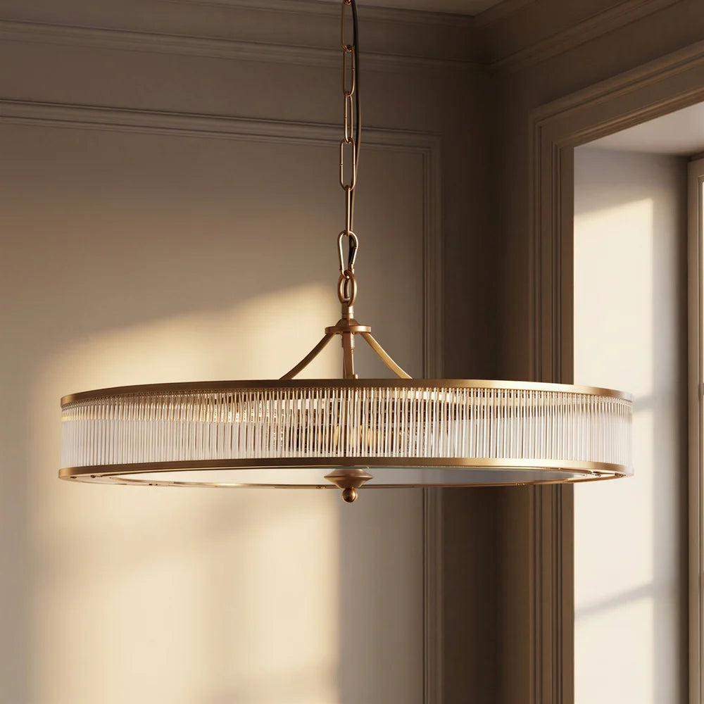 Pooky Demeter Chandelier in Brass with Glass Rods