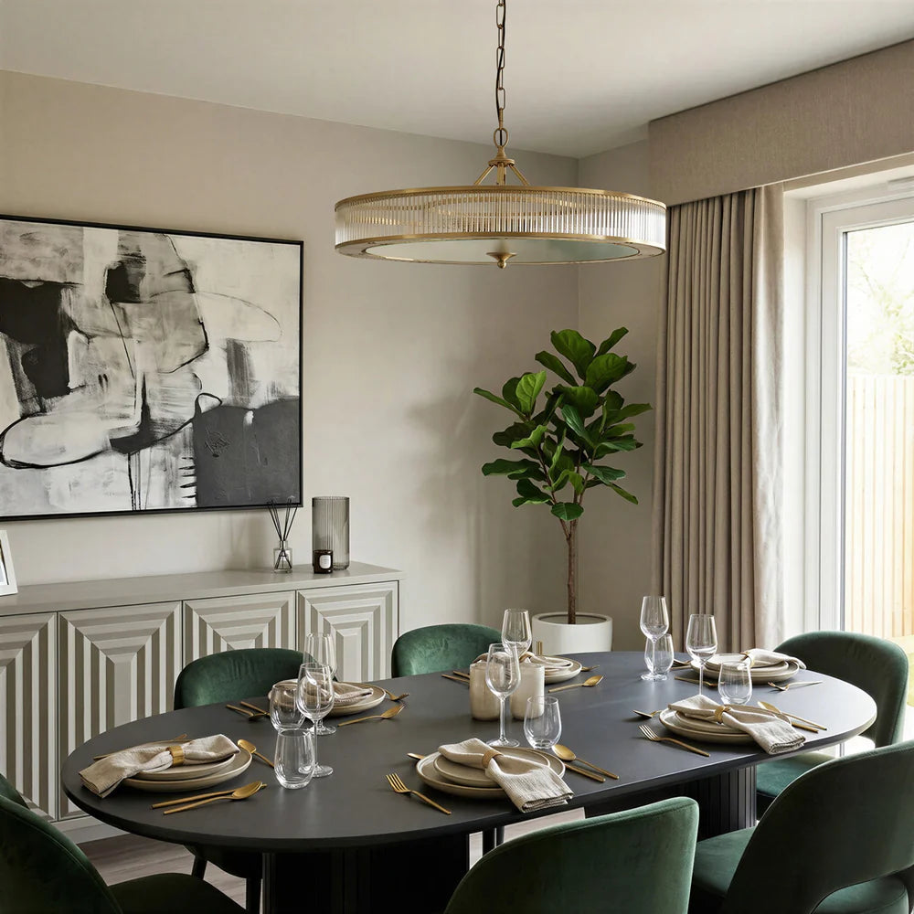 Pooky Demeter Chandelier in Brass with Glass Rods
