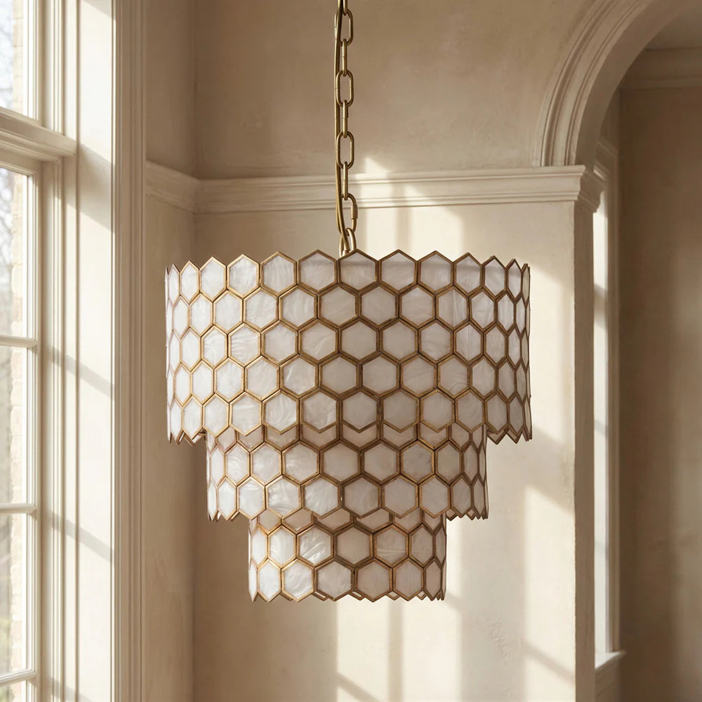 Pooky Glamazon Three Tier Chandelier in Brass and Resin