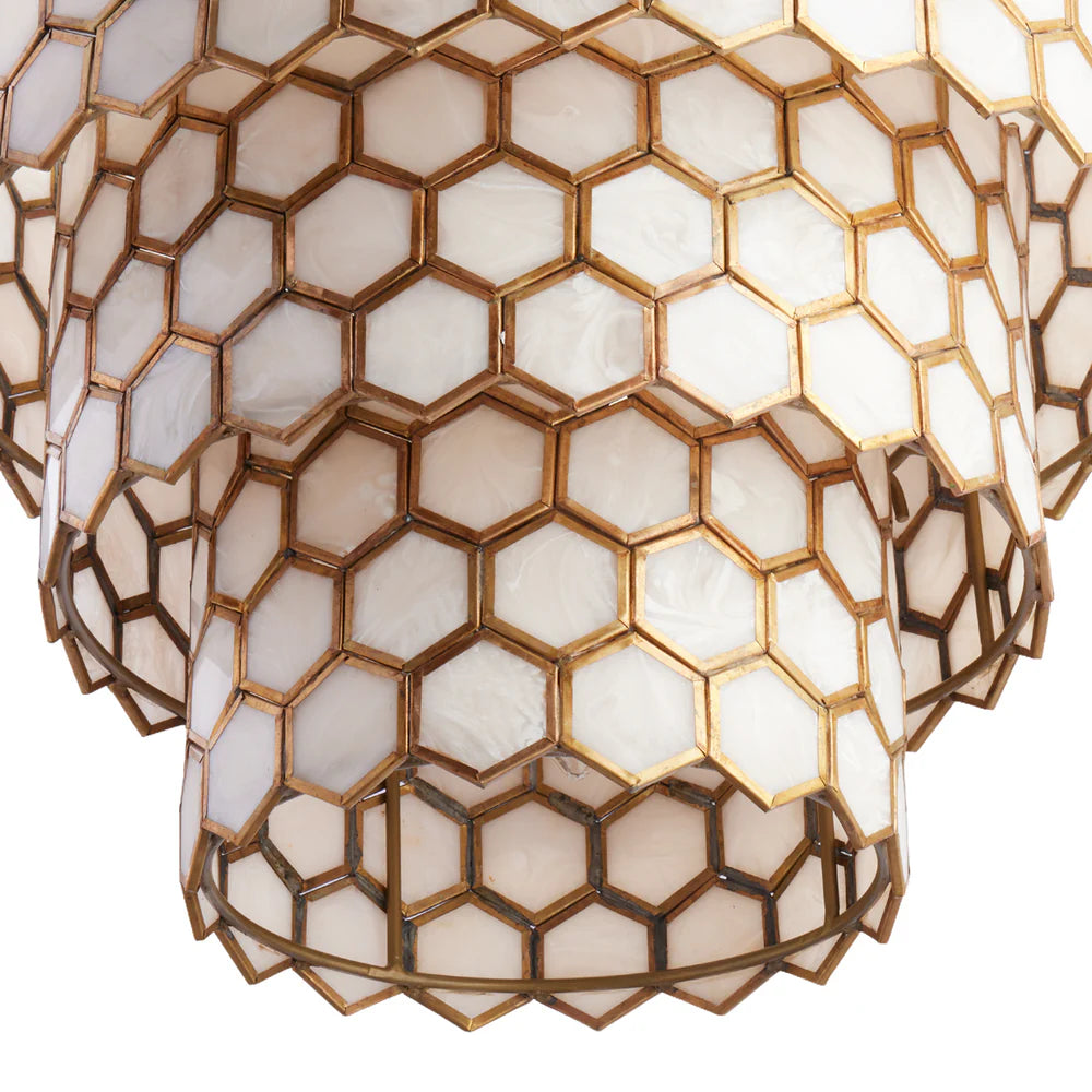 Pooky Glamazon Three Tier Chandelier in Brass and Resin