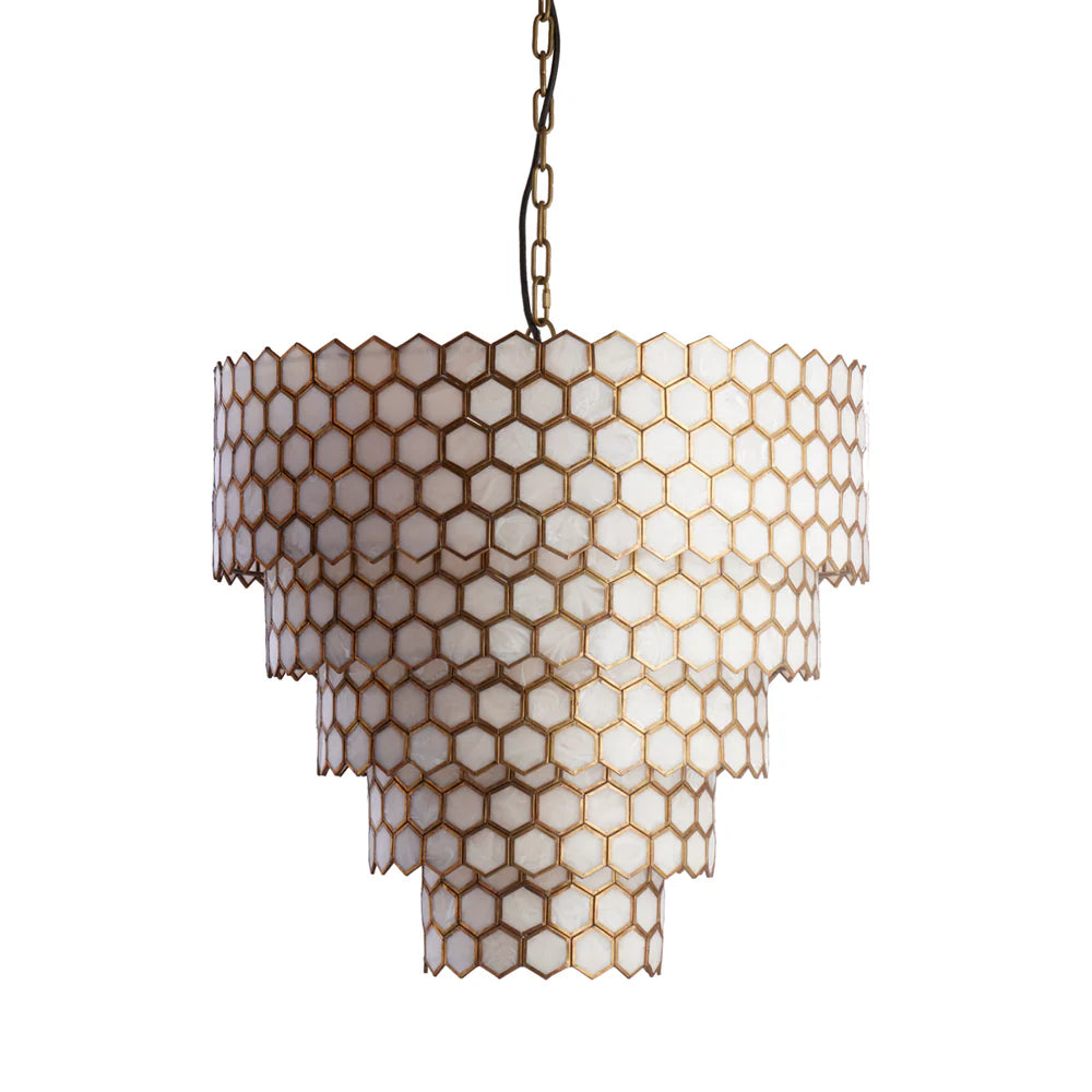 Pooky Glamazon Five Tier Chandelier in Brass and Resin