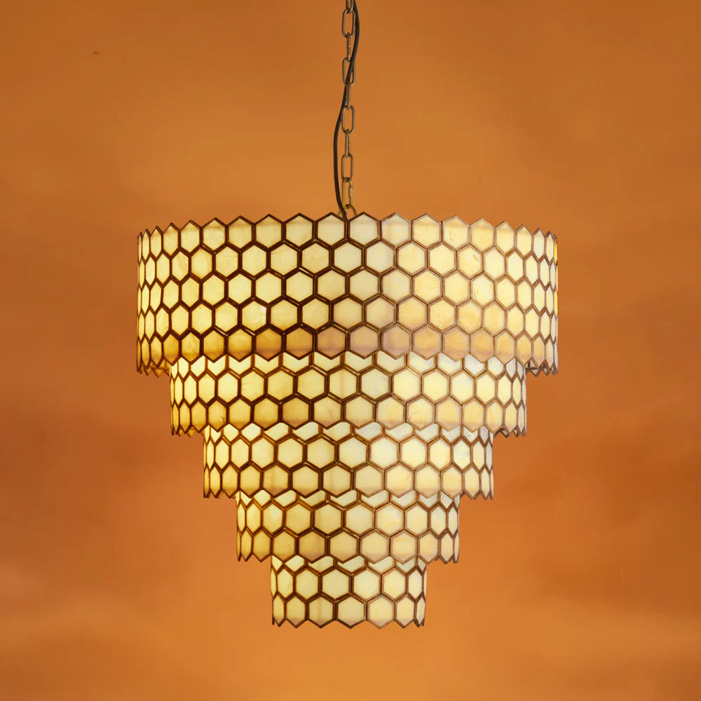 Pooky Glamazon Five Tier Chandelier in Brass and Resin