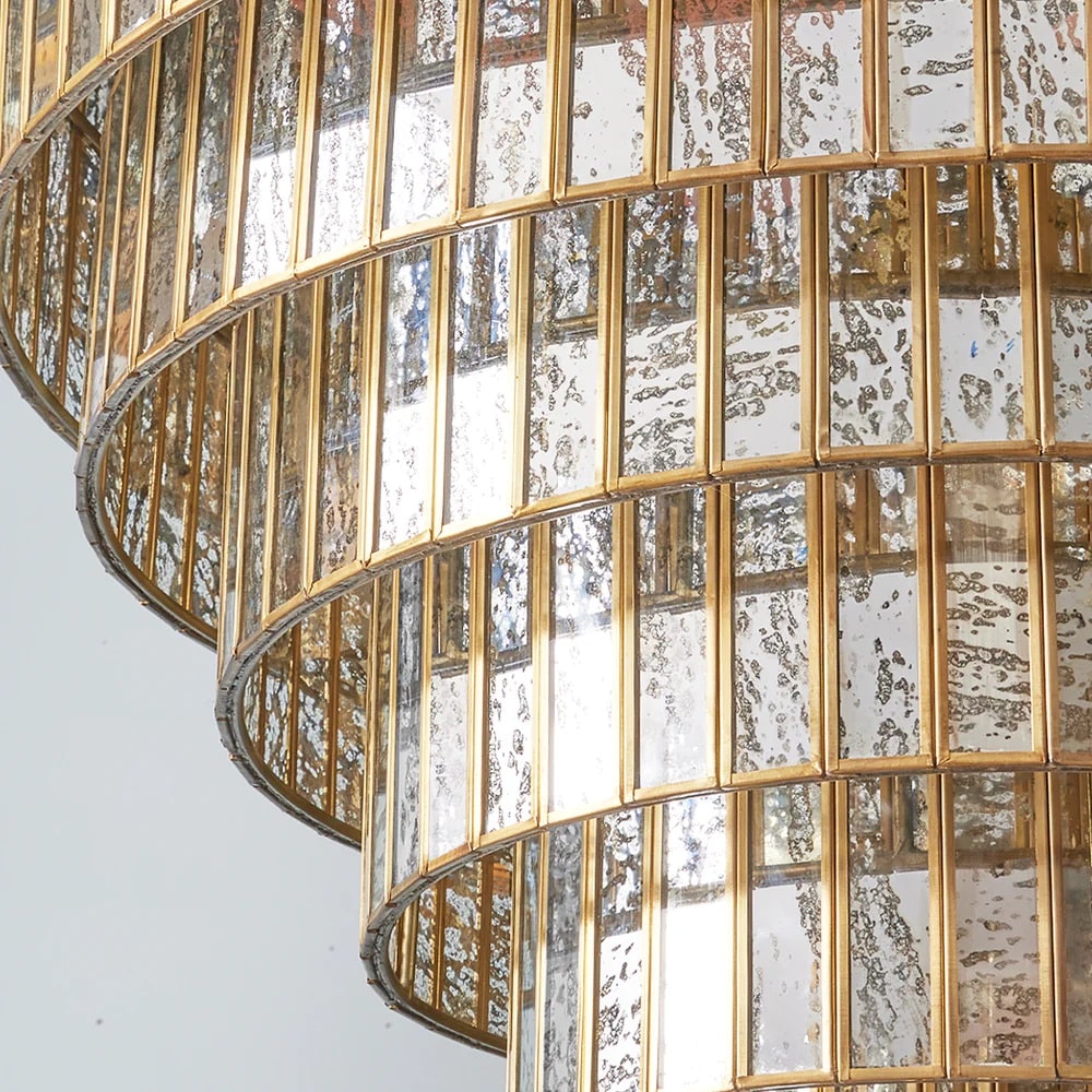 Pooky Seven Tiered Galactica Chandelier in mercurised glass