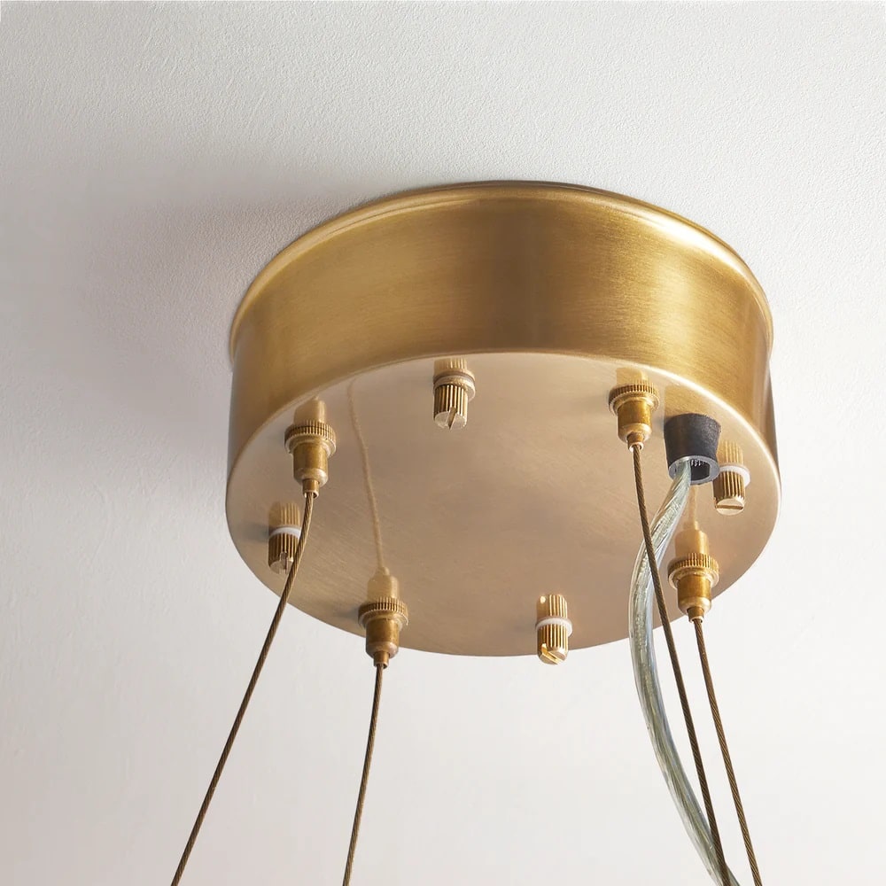 Pooky Hestia Chandelier in brass with glass rods
