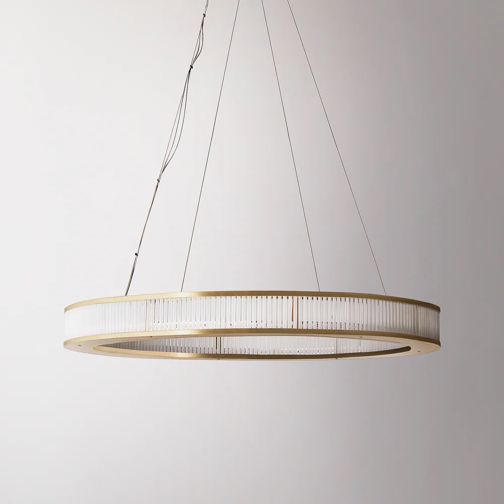 Pooky Hestia Chandelier in brass with glass rods