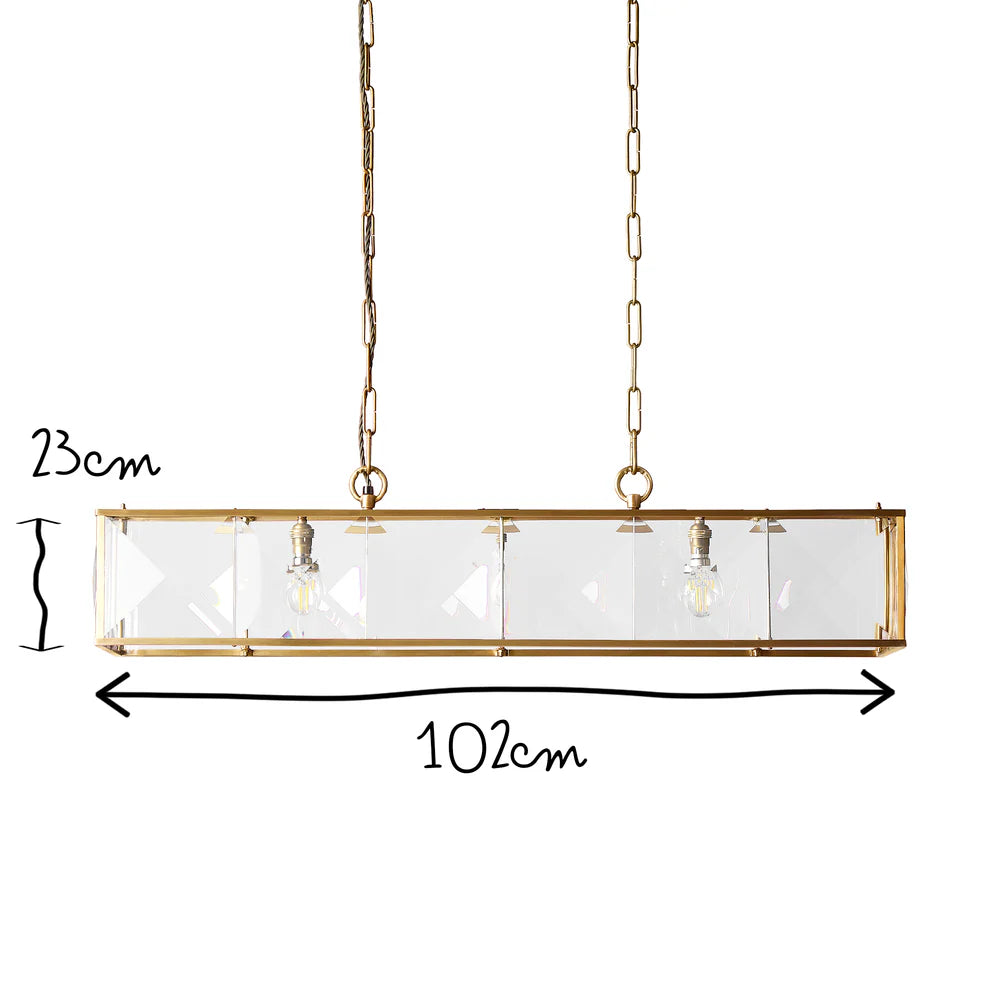Pooky Hunza Chandelier in Prismatic Glass and Brass
