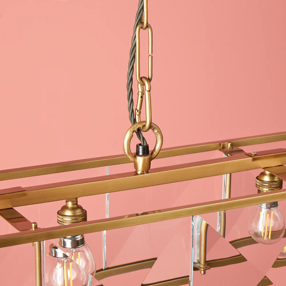Pooky Hunza Chandelier in Prismatic Glass and Brass