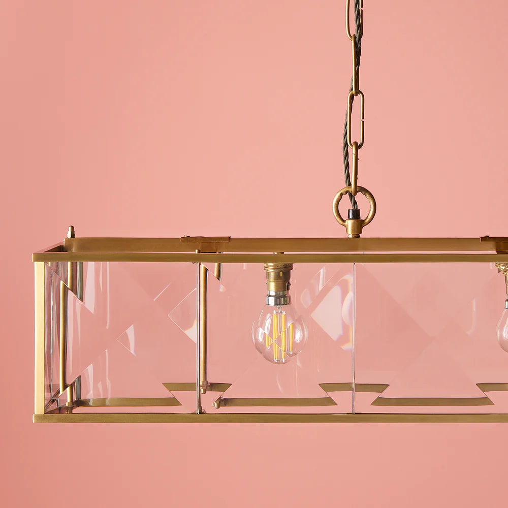 Pooky Hunza Chandelier in Prismatic Glass and Brass