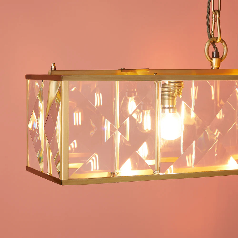 Pooky Hunza Chandelier in Prismatic Glass and Brass