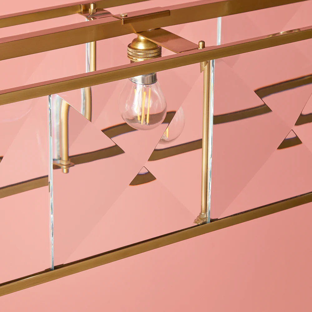 Pooky Hunza Chandelier in Prismatic Glass and Brass