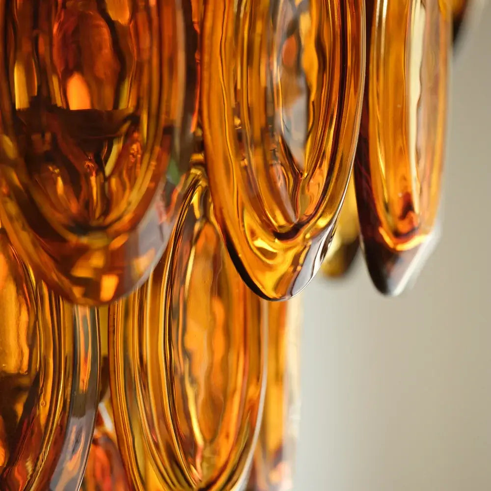 SALE Pooky Lyle Chandelier in amber glass with elegant amber glass drops.