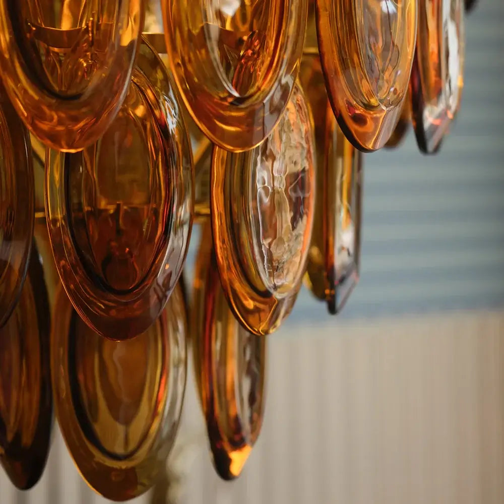 SALE Pooky Lyle Chandelier in amber glass showcasing exquisite amber glass drops.