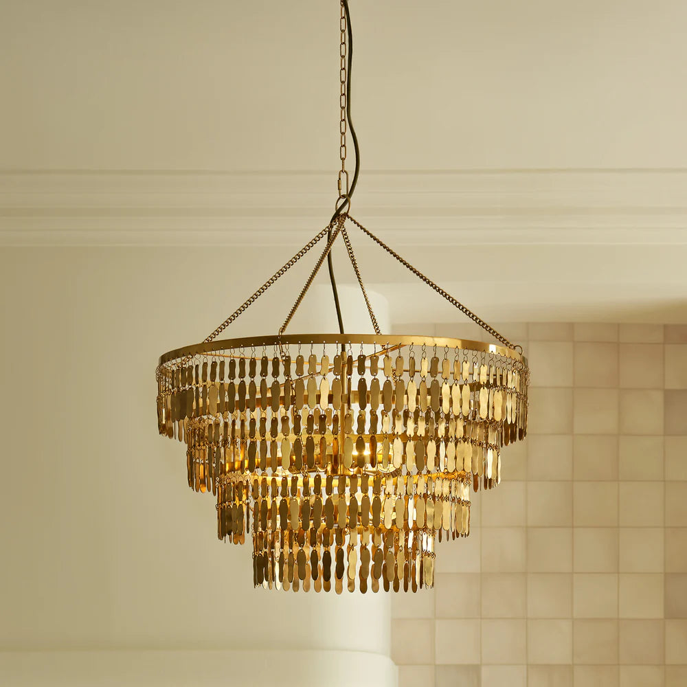 Pooky Nesma Chandelier in antique brass