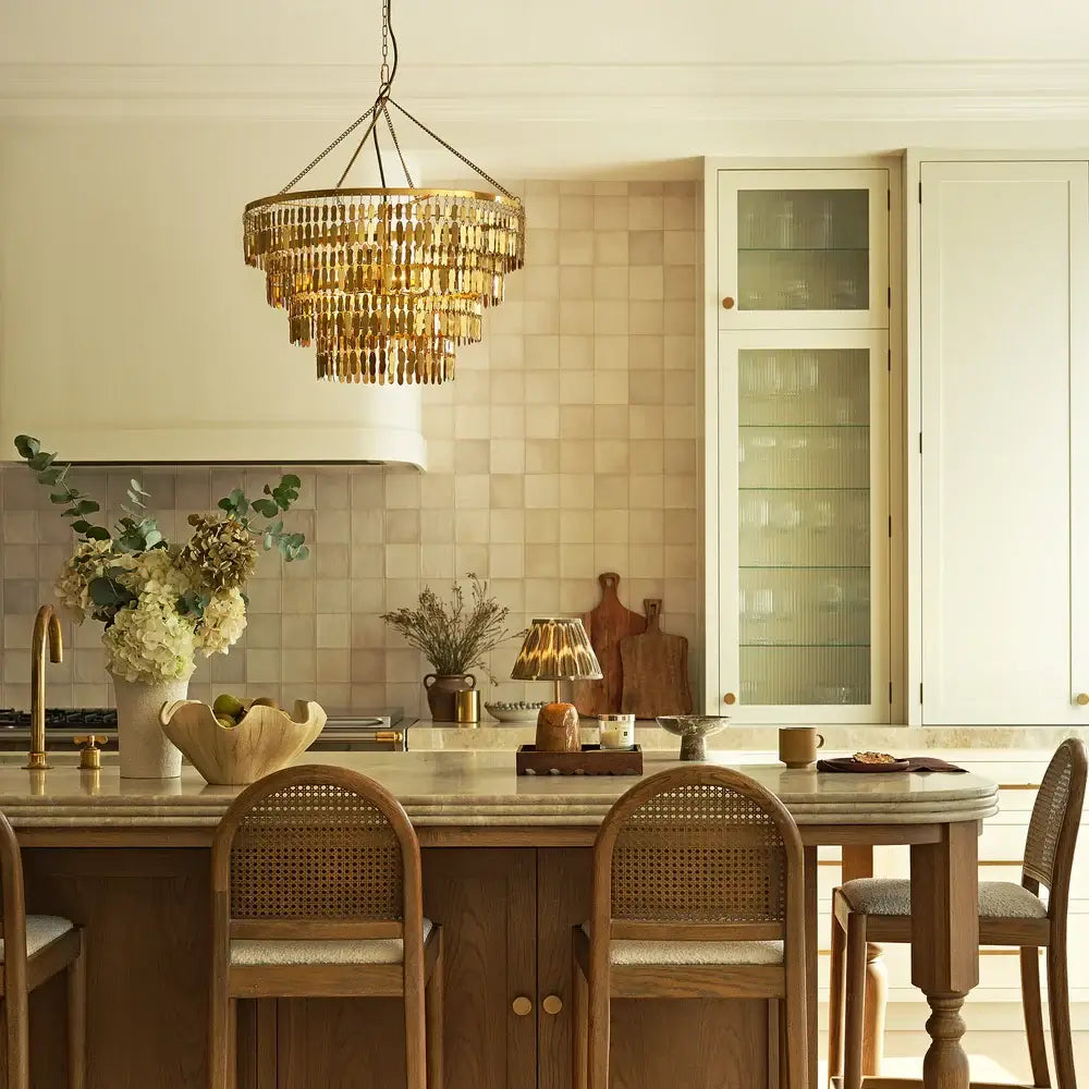 Pooky Nesma Chandelier in antique brass