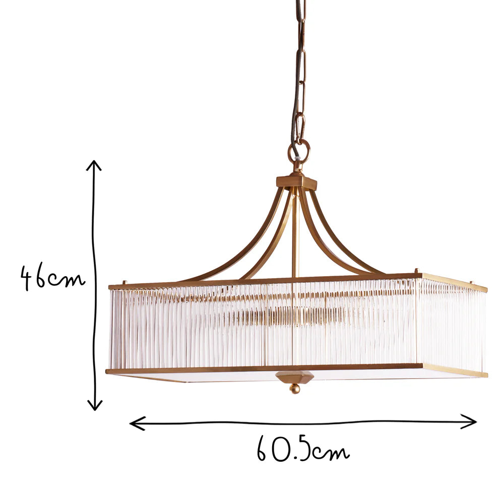 Pooky Smaller Odin Chandelier in Brass with Glass Rods