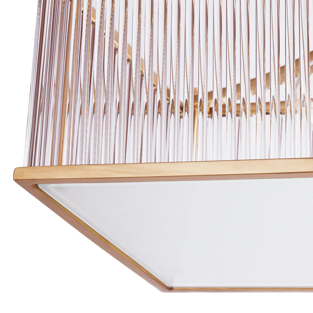 Pooky Smaller Odin Chandelier in Brass with Glass Rods