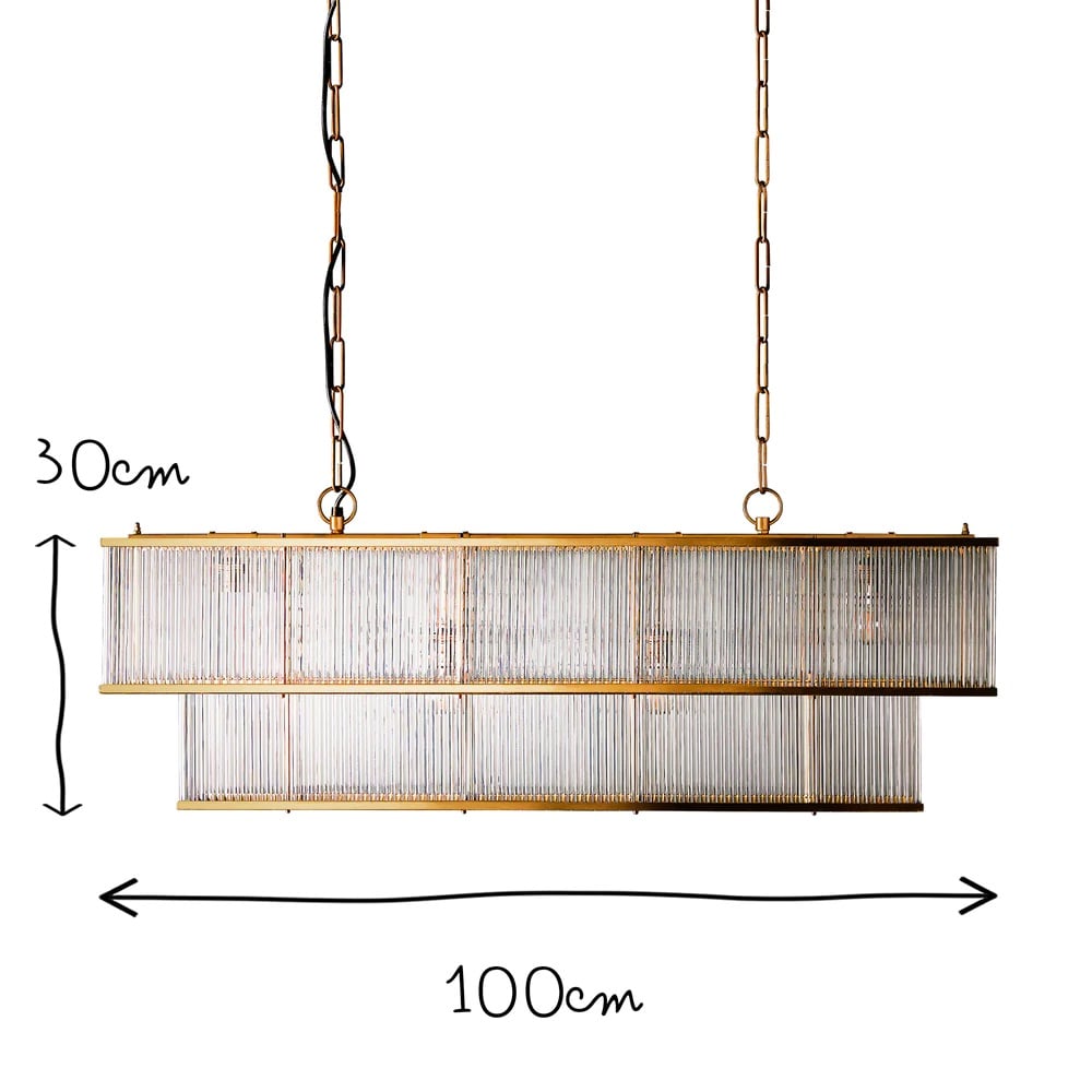 Pooky Odin Chandelier in Brass with Glass Rods
