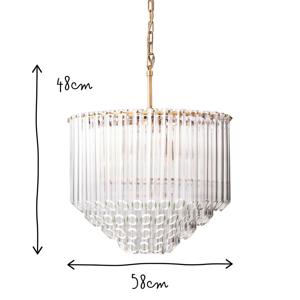 Pooky Regular Oldfield Chandelier in Clear Glass