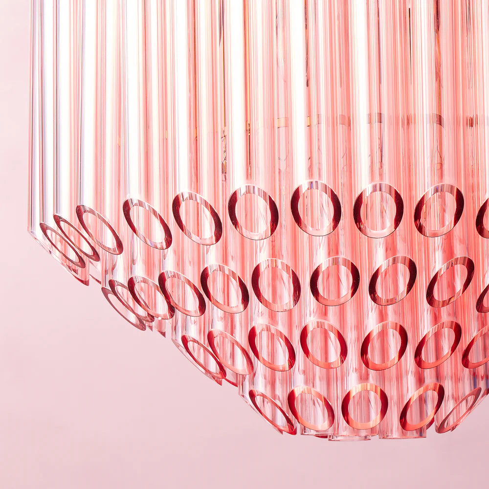 Pooky Regular Oldfield Chandelier in Pink Glass