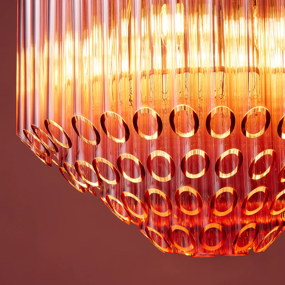 Pooky Regular Oldfield Chandelier in Pink Glass