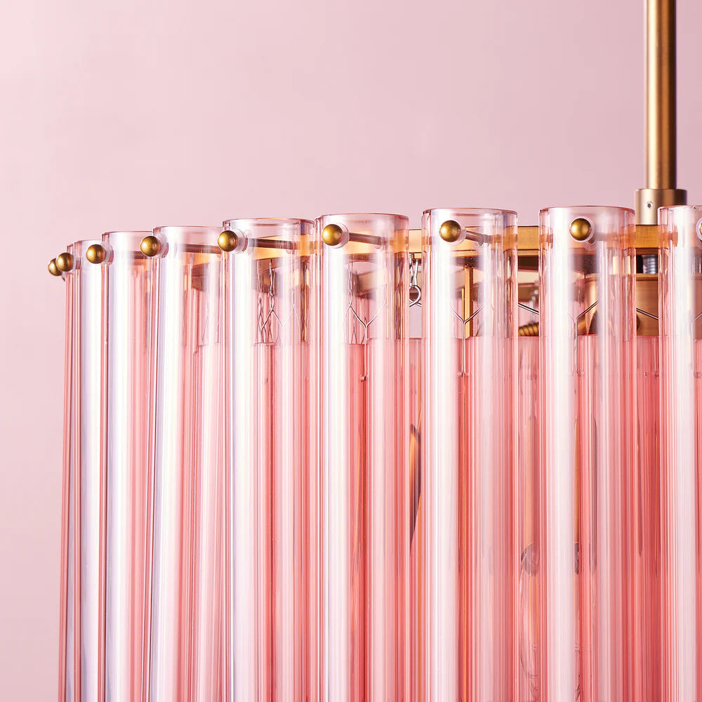 Pooky Regular Oldfield Chandelier in Pink Glass