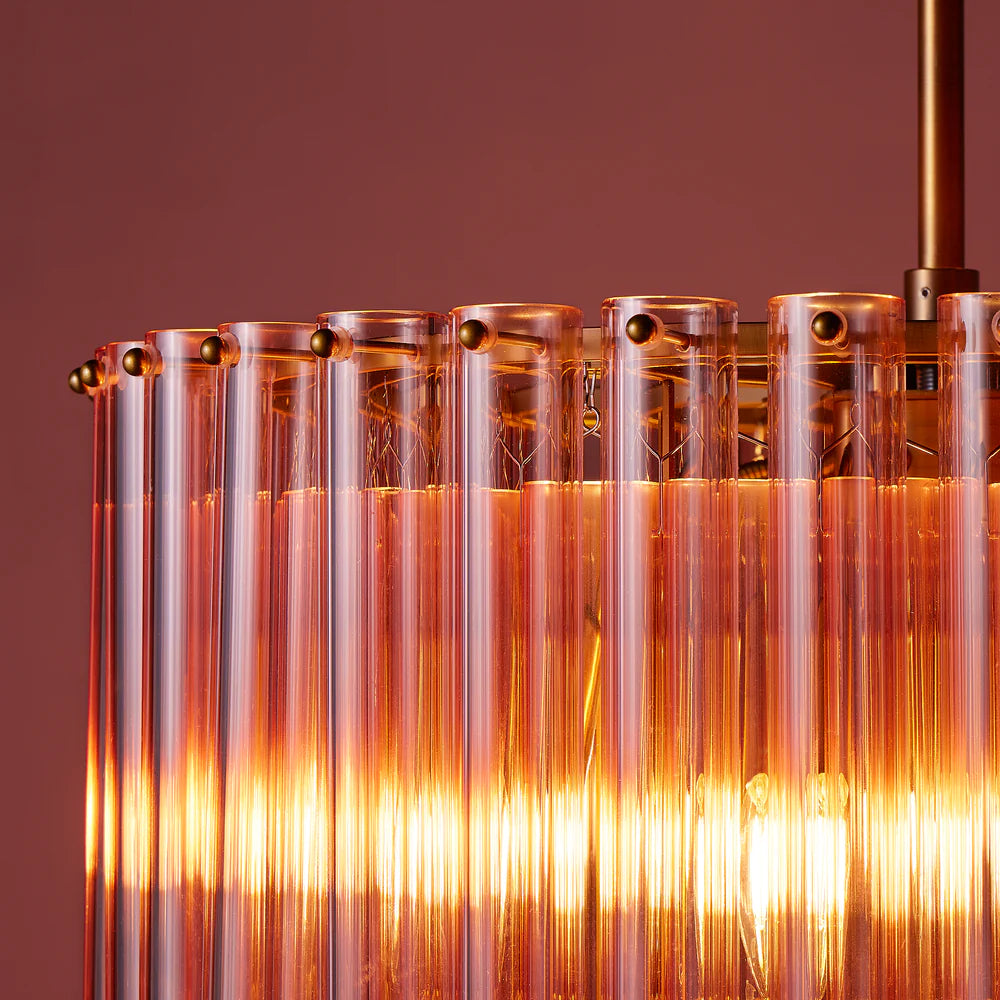 Pooky Regular Oldfield Chandelier in Pink Glass