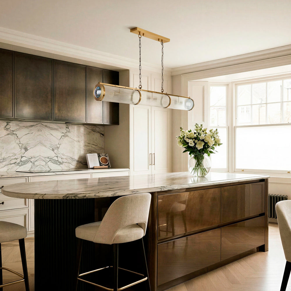 Pooky - Rodyssey Chandelier in Brass - Glass Rods