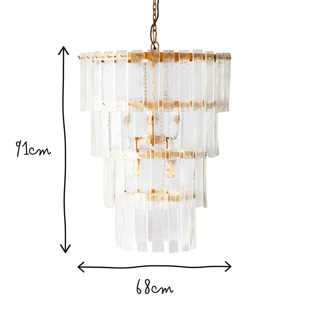 Pooky Four Tiered Starsky Chandelier with Clear Recycled Pressed Glass Strips