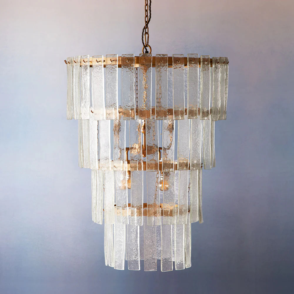 Pooky Four Tiered Starsky Chandelier with Clear Recycled Pressed Glass Strips
