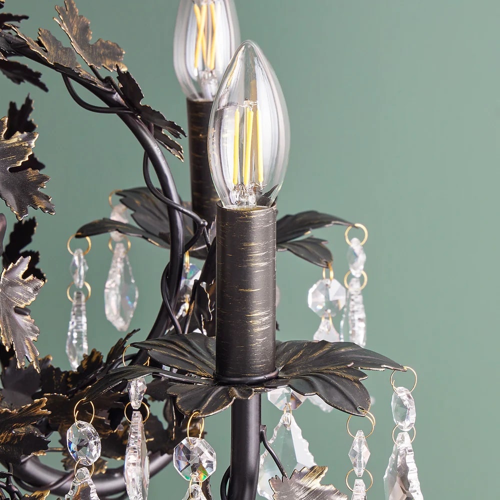 Pooky Sycamore Chandelier in bronze with crystals