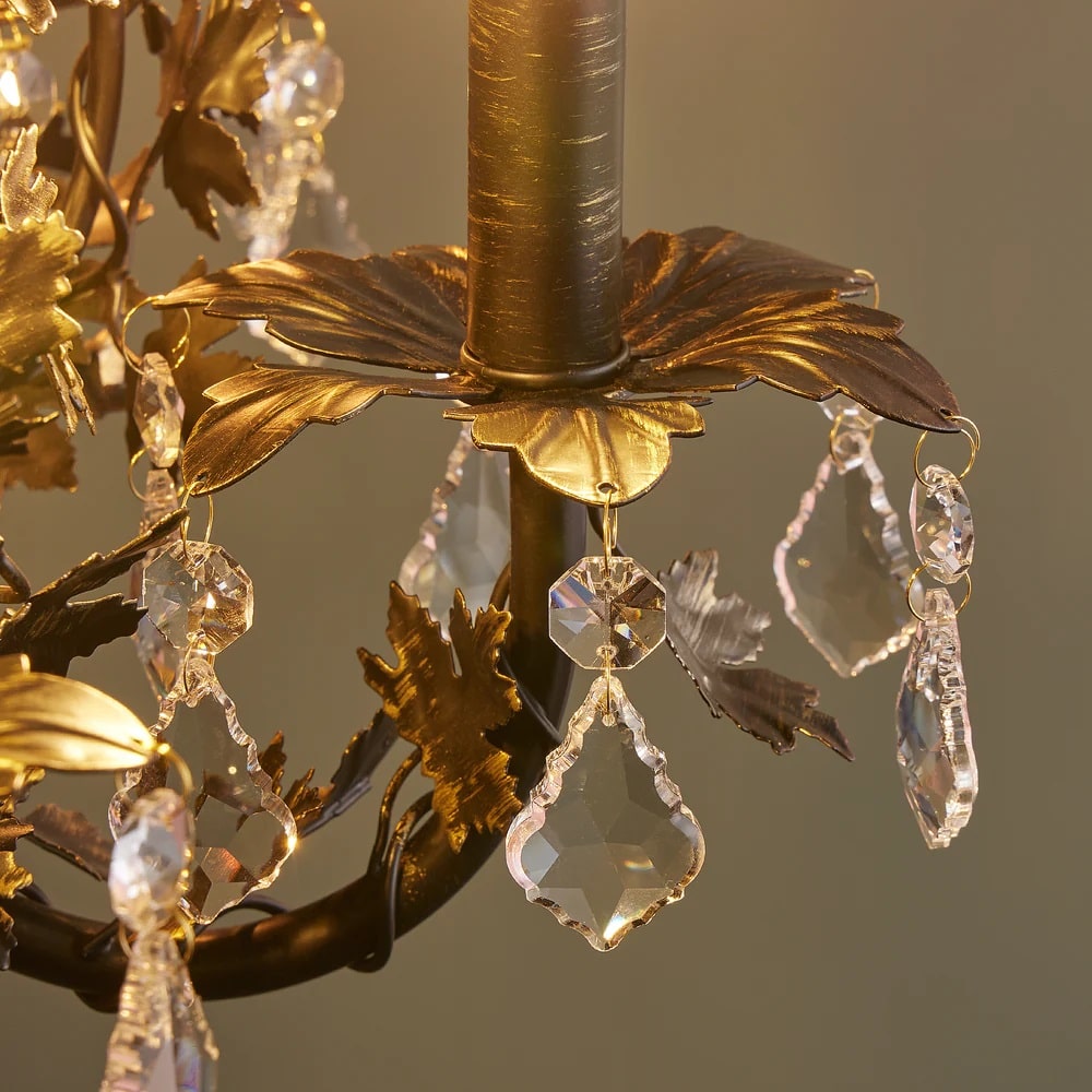 Pooky Sycamore Chandelier in bronze with crystals