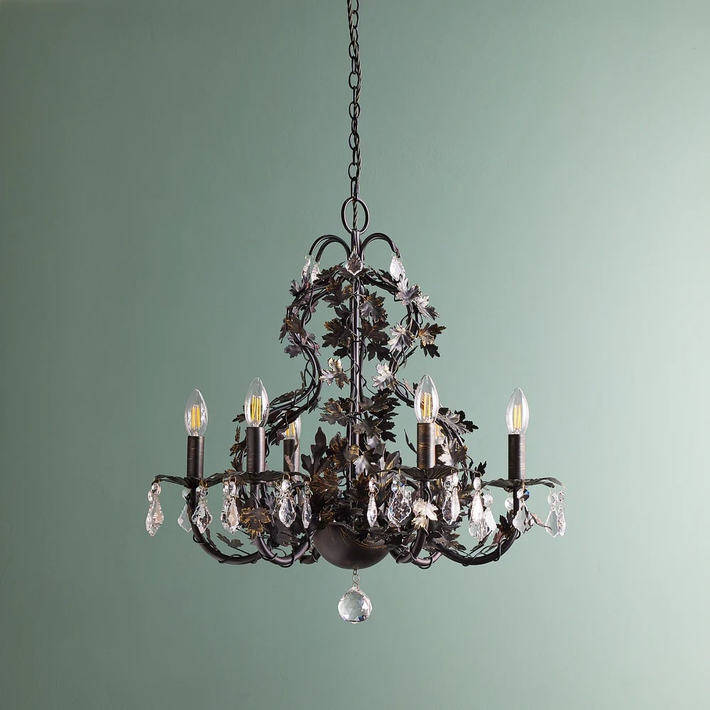 Pooky Sycamore Chandelier in bronze with crystals