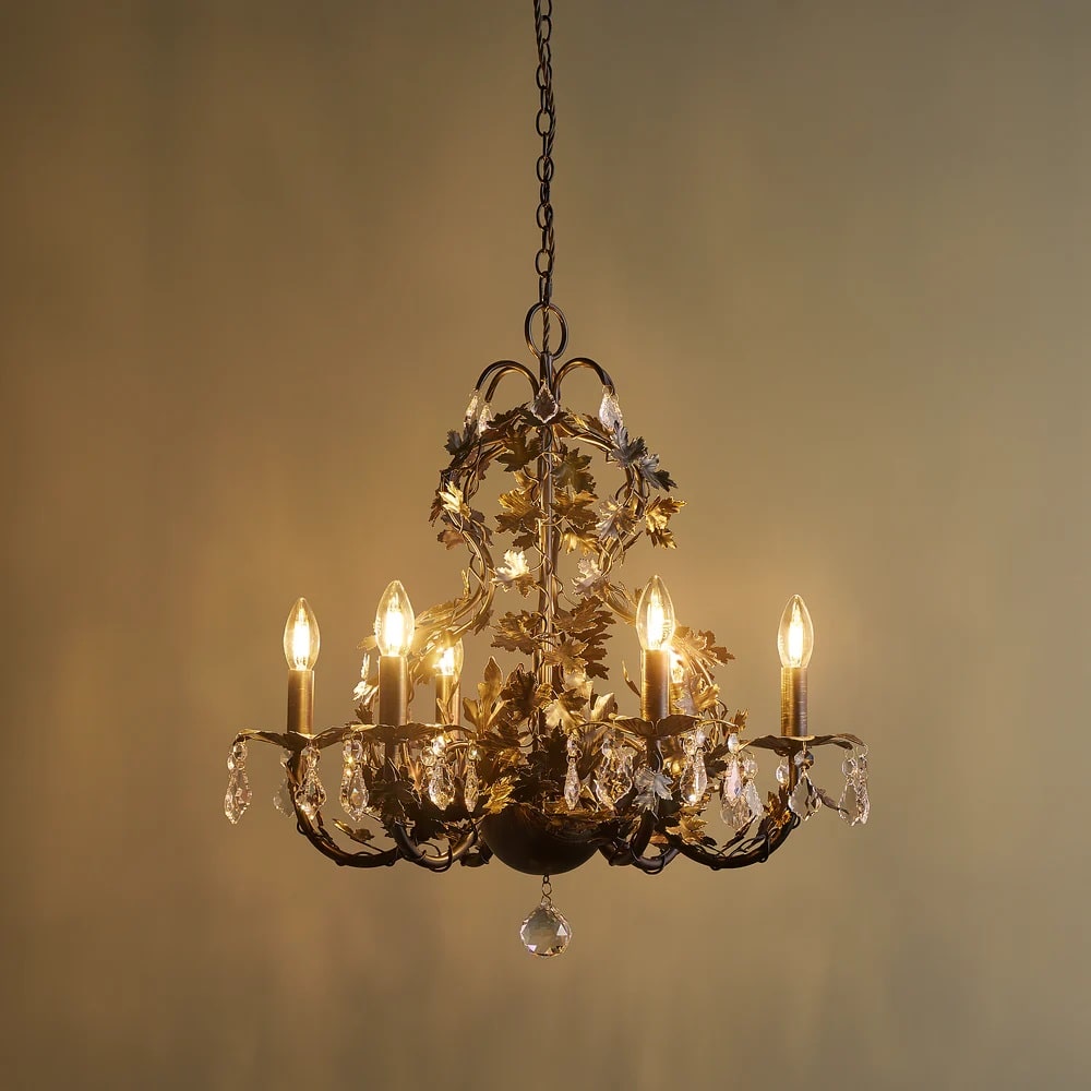 Pooky Sycamore Chandelier in bronze with crystals